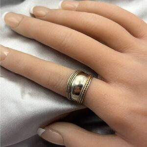 Vintage Tibetan Mixed Metal Wide Cuff Ring Healing Boho Style
